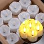 Battery Operated Candles with Timer, Punasi Set of 12 LED Flameless Candles Realistic Electronic Tea Lights with Fake Candle Wax & Wicks for Home Room Party Festival Decor - Warm White