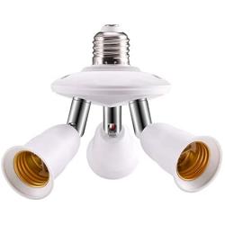 YWD 3 in 1 Light Socket Splitter E26 Adapter Converter for Standard LED Bulbs 360 Degrees Adjustable 180 Degree Bendable Max Watt 180W