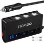 Cigarette Lighter Adapter, OOWOLF 180W 12V/24V Quick Charge 3.0 3-Socket Splitter 4 USB Ports Car Power Adapter for GPS, Dash Cam, Sat Nav, Phone, Tablet, etc