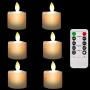 burning sister Battery Operated Led Remote Tea Lights Small Fake Votive Candles with Moving Flame Outdoor Flickering Flameless Electric Candle Light with Timer for Christmas-6 Pack