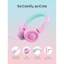 iClever Kids Headphones for School with Microphone - 94dB Volume Control, Wired Headphones for Kids Girls Boys, Adjustable Foldable On-Ear Headphones for Online Learning/iPad/Tablet/Travel, Pink