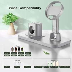 Imguardz Charging Stand Compatible with Magsafe Charger Apple Watch AirPods/Pro iPhone 12/Pro/Max/Mini, Upgraded Charging Station Holder Desk Dock Base Mount for Multiple Devices (Silver Grey)