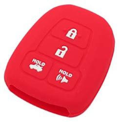 SEGADEN Silicone Cover Protector Case Holder Skin Jacket Compatible with TOYOTA 4 Button Remote Key Fob CV2407 Red