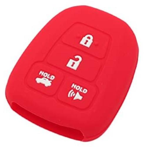 SEGADEN Silicone Cover Protector Case Holder Skin Jacket Compatible with TOYOTA 4 Button Remote Key Fob CV2407 Red