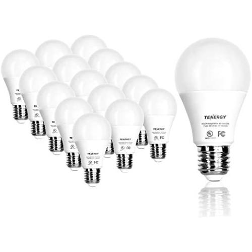 Tenergy LED Light Bulb, 9 watts Equivalent A19 E26 Medium Standard Base, 5000K Daylight White Energy Saving Light Bulbs for Office/Home (Pack of 16)