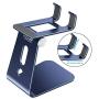 OMOTON C3 Cell Phone Stand for Desk, Larger and Exceptionally Stable, Adjustable Phone Cradle Holder with Bigger Body & Longer Arm, Compatible with iPhone, Tablets (7-10'') and More, Navy Blue