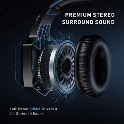 RUNMUS Gaming Headset for PS4, Xbox One, PC Headset w/Surround Sound, Noise Canceling Over Ear Headphones with Mic & LED Light, Compatible with PS5, PS4, Xbox One, Switch, PC, PS2, Mac, Laptop