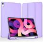iMieet Case for New iPad Air 4th Generation 10.9 Inch 2020 with Pencil Holder [Support Touch ID and iPad 2nd Pencil Charging/Pair], Trifold Stand Smart Case with Soft TPU Back,(Clove Purple)