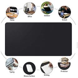 HOMECAS Desk Pad,Office Desk Mat Blotter,31.5'' x 15.7'' Upgraded PU Leather Desk Protector Cover Large Mouse Pad, Waterproof Writing Mat for Office/Home/Computer,Dual Use (Black & Black)