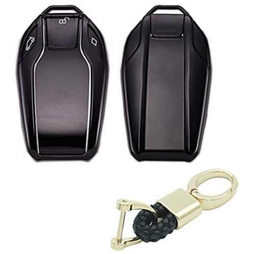 Royalfox(TM) Soft TPU Smart Display LCD Remote Key Fob case Cover for BMW 5 Series(2018) 528Li 530Li 540Li,BMW 2016 2017 2018 7 Series G11 G12 (Black)