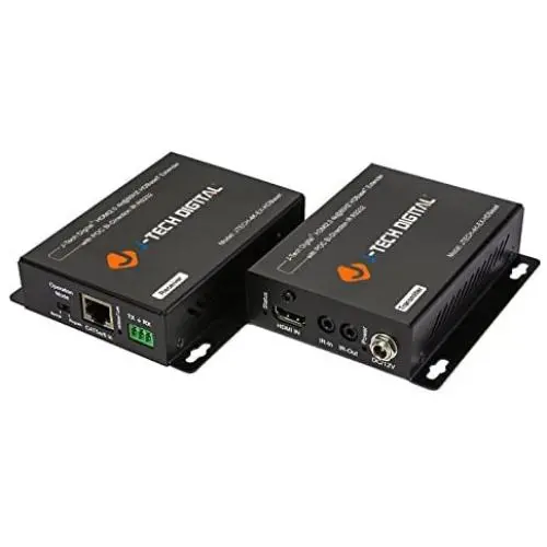 J-Tech Digital HDBaseT HDMI Extender 4K Ultra HD Extender for HDMI 2.0 Over Single Cable CAT5e/6A up to 230ft (1080P) 130ft(4K) Supports HDCP 2.2/1.4, RS232, Bi-Directional IR and PoC