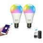 Smart Light Bulb, A19 E26 9W WiFi LED Smart Bulb, Compatible with Alexa, Echo, Google Home & Siri, 2.4GHz WiFi Only, No Hub Required, 2700K-6500K, LED RGB Color Changing Bulbs, Multicolor (2 Pack)