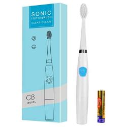Kids Electric Toothbrushes, Electric Toothbrush Kids Sonic Toothbrush Electronic Toothbrush, Battery Power Tooth Brush with Replacement Heads, IPX7 Waterproof, Blue