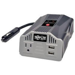 Tripp Lite 200W Car Power Inverter with 1 Outlet & 2 USB Charging Ports, Auto Inverter, Ultra Compact (PV200USB),Gray
