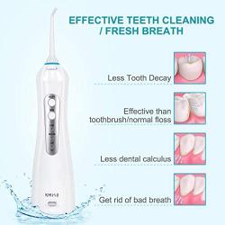 Kmise Water Flosser Pick Professional Cordless Dental Oral Irrigator - 200ML Portable and Rechargeable IPX7 Waterproof 3 Modes with 6 Jet Tips for Travel Home Use (Blue)