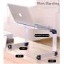 Laptop Stand Adjustable, Portable Laptop Table Stand, Ergonomic Laptop Riser Notebook Reading Holder for Desk, Foldable Laptop Desk Stand Lap Bed Tray Table Standing Desk (White, Large)
