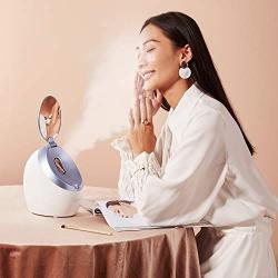 Facial Steamer Nano Ionic Warm Steam, Home SPA Quality Steamer 10x Moisturizing - Applicable Temp - Double Mirror for Easy Makeup & Skincare - Humidifier - Pores Clean - Blackheads Removal
