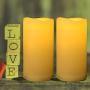 SWEETIME Waterproof Flameless Candles with Timer &Remote Control, Outdoor Battery Operated LED Pillar Candles with Waved Edge Realistic Flickering, Set of 3(D 3''x H 6'')