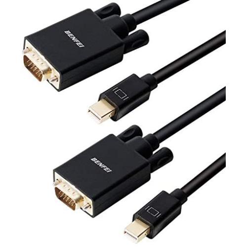 Mini DisplayPort to VGA 2 Pack Cable, Benfei Mini DisplayPort to VGA 6 Feet Cable (Thunderbolt 2 Compatible) with MacBook Air/Pro, Surface Pro/Dock, Monitor, Projector