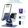 Cell Phone Stand for Apple Watch - OMOTON 2 in 1 Aluminum Foldable Charging Dock Stand for Apple Watch 5/4/3/2/1 and iPhone 11/11 Pro/11 Pro Max/XR/Xs/Xs Max (Deep Navy)