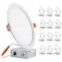 Ultra Thin 12 Pack Canless LED Recessed Lighting with Junction Box, 18W 8 Inch Dimmable 3000K Wram White 1800LM LED Recessed Ceiling Light UL Certified Slim Downlight