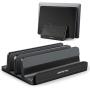Vertical Laptop Stand - AboveTEK - 3 Slots for Computer, Tablet, Phone - Fits All Laptop Models （up to 17.3''） - Heavy Duty Polished Aluminum Desktop Holder - Anti Slide Silicone Grips - Black