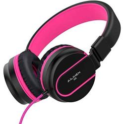 AILIHEN I35 Kid Headphones with Microphone Volume Limited 85dB Children Girls Boys Teen Lightweight Foldable Wired Headset for School Online Course Chromebook Cellphones Tablets (Black Purple)