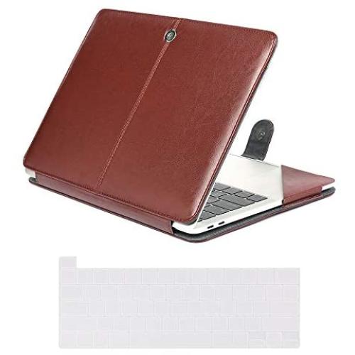 Se7enline 2020 MacBook Pro 13 inch Case PU Leather Carrying Book Folio Protective Sleeve Cover for MacBook Pro 13-inch with Touch Bar New Model A2338/A2251/A2289 with TPU Keyboard Cover Skin, Brown