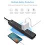 BESTEK 6-Outlet 6 Feet Extension Cord Power Strip 15A 1875W Surge Protector Desktop Charging Station, 200Joules, Right Angle Flat Plug, Ultra-Compact Wide Spaced Multi Outlets Plugs Sockets, Black