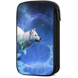 Hxuedan Ice and Fire Wolf Head The Data Cable Storage Bag is A Portable and Independent Design SuitableVFor Travelers to Place The Data Cable, Earphone and Electronic Product Data Cable Storage Bag