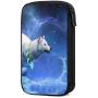 Hxuedan Ice and Fire Wolf Head The Data Cable Storage Bag is A Portable and Independent Design SuitableVFor Travelers to Place The Data Cable, Earphone and Electronic Product Data Cable Storage Bag