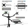 viozon Monitor and Laptop Mount, 3-in-1 Adjustable Triple Monitor Arm Desk Mounts, Dual Desk Arm Stand/Holder for 17 to 27 Inch LCD Computer Screens, Extra Tray Fits 12 to 17 inch Laptops (OL-10T-B)