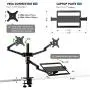 viozon Monitor and Laptop Mount, 3-in-1 Adjustable Triple Monitor Arm Desk Mounts, Dual Desk Arm Stand/Holder for 17 to 27 Inch LCD Computer Screens, Extra Tray Fits 12 to 17 inch Laptops (OL-10T-B)