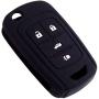 LemSa 2Pcs Rubber Silicone Flip Remote Key Fob Cover Remote Keyless Protector Bag Holder for Chevrolet Camaro Cruze Chevy Equinox Sonic Terrain Key Fob, Black/Red