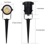 Youngine 12V Low Voltage LED Landscape Lights Waterproof Outdoor Walls Trees Flags Spotlights 5W COB Garden Yard Path Lawn Light with Spike Stand, Pack of 2 (Cool White)