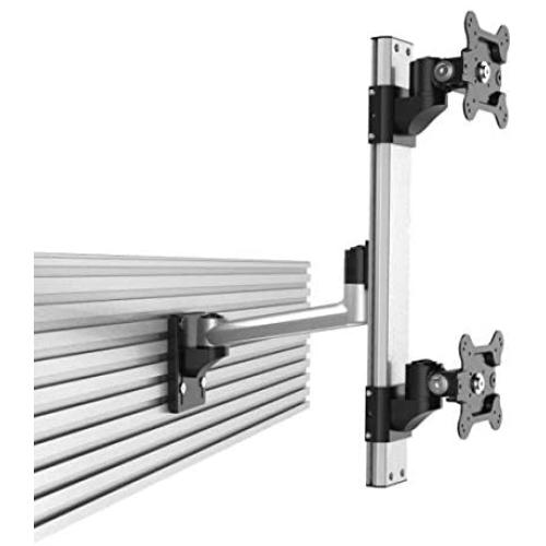 Cotytech Dual VESA Mount for Slat Wall Stacked w/Quick Release Single Arm