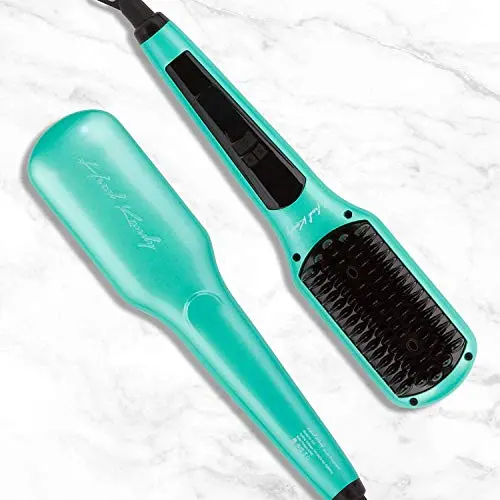 Head Kandy Straightening Brush The One Upper with Tourmaline Infused Ceramic Plating - For All Hair Types: Fine, Thick, Wavy - Anti-Scald Technology - Heats up in only 60 seconds-Mint