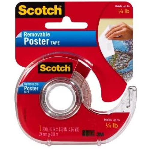 Scotch Removable Poster Tape, 3/4-in x 150-in, Clear, 1 Roll/Pack