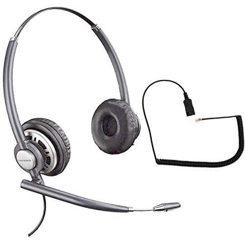 Polycom Compatible Plantronics VoIP Ultra Noise Canceling Hw720 Duo Headset Bundle | SoundPoint, VVX and CX Phones: IP300, IP500, IP600, CX200, CX700