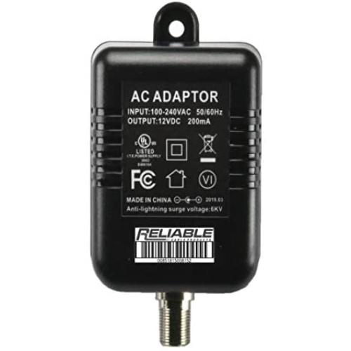 Power Supply, High Efficiency OEM Replacement Wall Mount Coax Coaxial Power Adapter for CATV Drop Amplifiers 12V 200mA (0.2A) with F-Type Connection, DoE Level VI Rated
