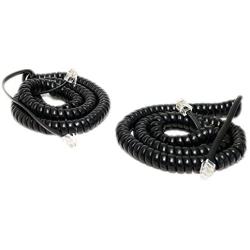 iMBAPrice (Pack of 2) Black Coiled Telephone Phone Handset Cable Cord, Coiled Length 3 to 12 feet Uncoiled (Value Pack)