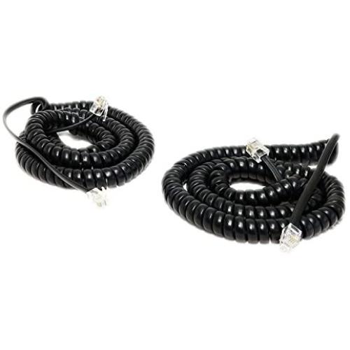 iMBAPrice (Pack of 2) Black Coiled Telephone Phone Handset Cable Cord, Coiled Length 3 to 12 feet Uncoiled (Value Pack)