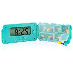 TabTime Super 8 Electronic Pill Dispenser Medication Alarm - 8 Audio Visual Reminders - 2 Volume Settings - 8 Dispensers for 6 Caps Each - Designed for Parkinson’s - Pill Box with Alarm