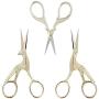 BIHRTC Scissors 2Pcs 4.5 Inch Bird Sewing Scissors and 1PC 3.6 Inch Embroidery Scissors Stainless Steel Sharp Tip Stork Scissors Shears for Craft Sewing Needlework Art Work Office Everyday Use Gold
