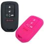 Qty(2) Silicone Black Rose Car key Fob Case Cover Holder Skin Protector for 2019 2018 2017 2016 2015 Honda Accord Civic CR-V CRV Pilot EX EX-L Touring Premium 5 Buttons Smart key A2C81642600