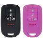 LemSa 2Pcs Silicone Keyless Entry Remote Car Smart Key Fob for Honda Civic Accord Pilot CR-V Pilot EX EX-L 2019 2018 2017 2016 2015 A2C81642600, 5 Buttons Black/Purple