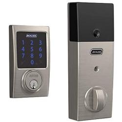 Schlage BE469ZP CEN 619 Connect Smart Deadbolt With Alarm Inbuilt Century Trim In Satin Nickel