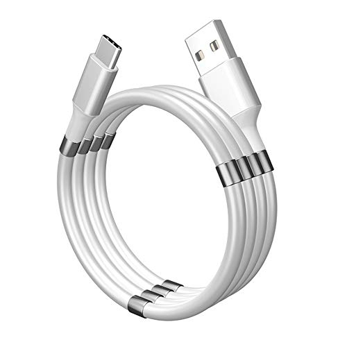 Magnetic Absorption Data Cable,Portable Self Winding Magic Rope Fast Charging Data Cable for Android,Automatically Retractable Magic Rope Data Cable (3Ft Length, USB to Android)