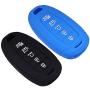 Lcyam Key Fob Cover Silicone Case Remote Holder Compatible with 2019 2020 2021 Hyundai Palisade Keyless Push Start 5 Button (Black Blue)