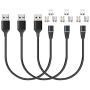 NetDot 12th Generation 3 in 1 Magnetic Fast Charging Cable Data Line Nylon Braided Compatible with Micro USB Type-C Android Smartphones and i-Products(1ft / 3 Pack Black)